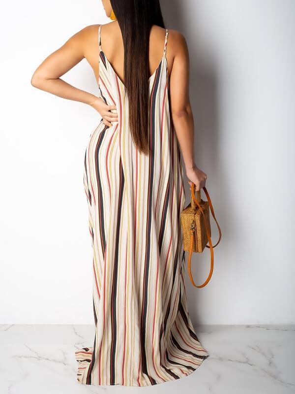 mangocouture Stripe V-Neck Cami Dress