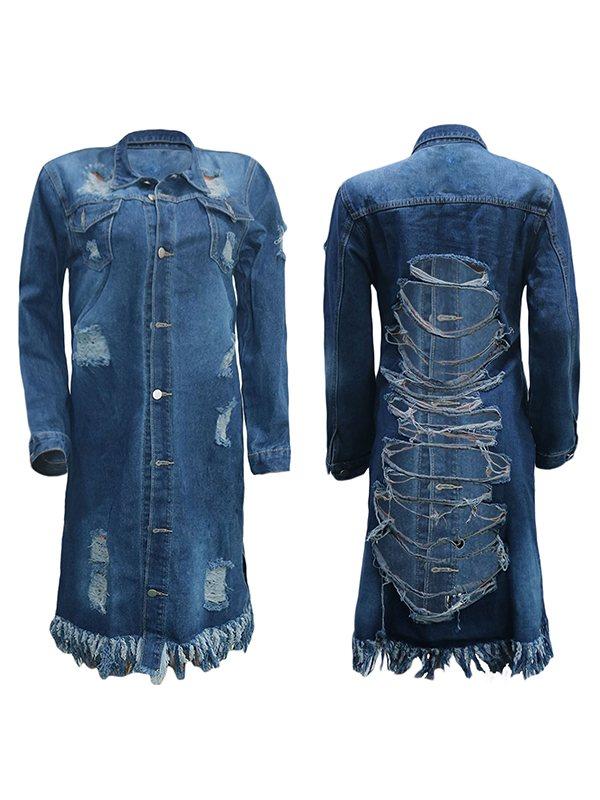 Distressed Fringe Denim Jacket