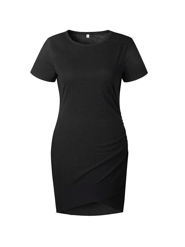 Solid Asymmetric Tee Dress