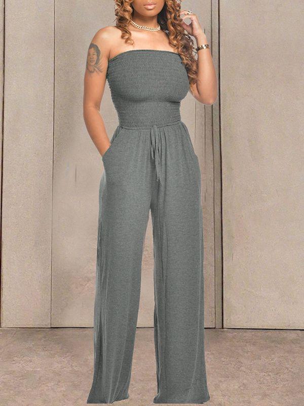 mangocouture Bandeau Tied-Front Jumpsuit