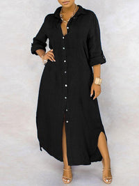 Solid Button-Down Shirt Dress