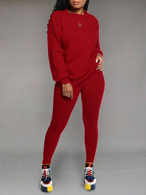 Solid Sweatshirt & Leggings Set