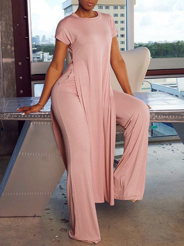 Solid Slit Tunic & Pants Set