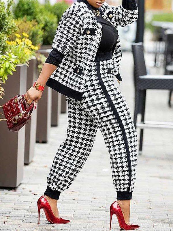 Mangocouture Houndstooth Jacket & Pants Set