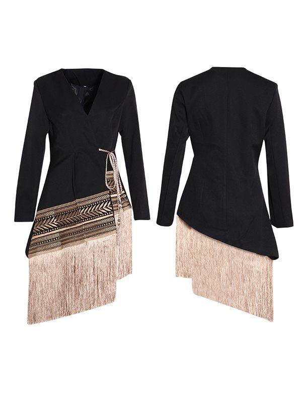 Mangocouture mangocouture Fringe Combo Wrapped Blazer