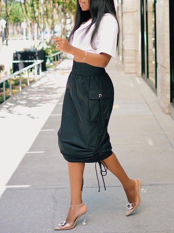 High-Waist Drawstring Skirt