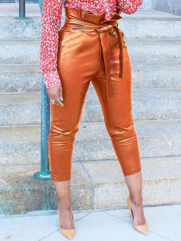 Mangocouture mangocouture Belted Faux-Leather Pants