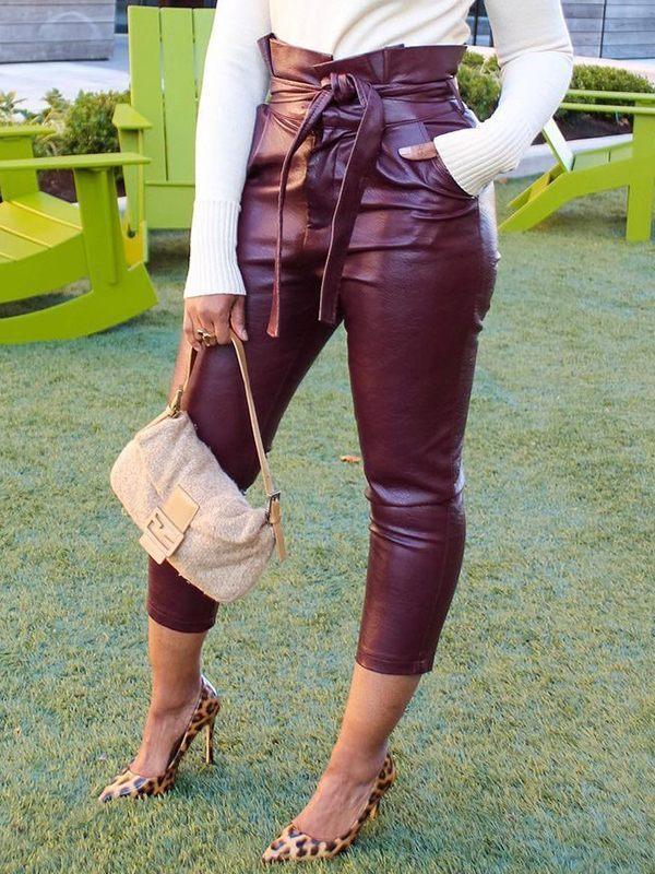 Mangocouture mangocouture Belted Faux-Leather Pants