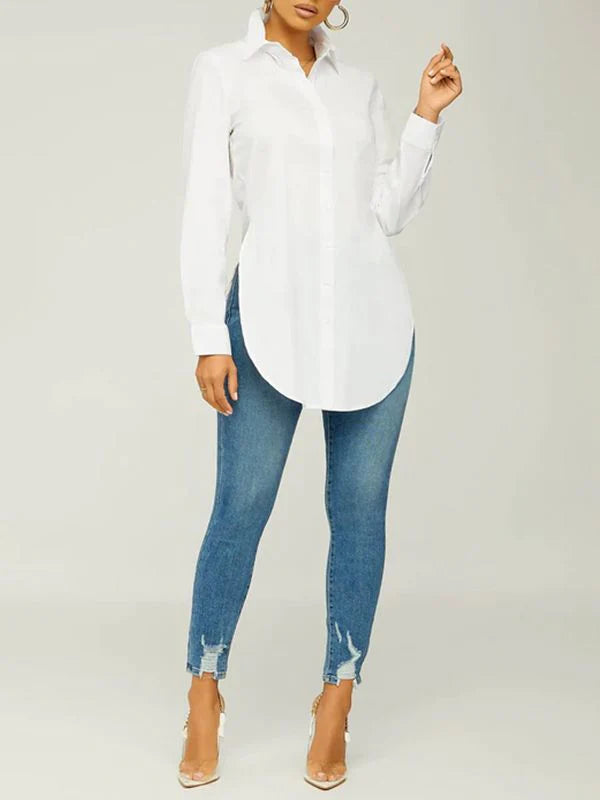 Solid Side-Slit Shirt