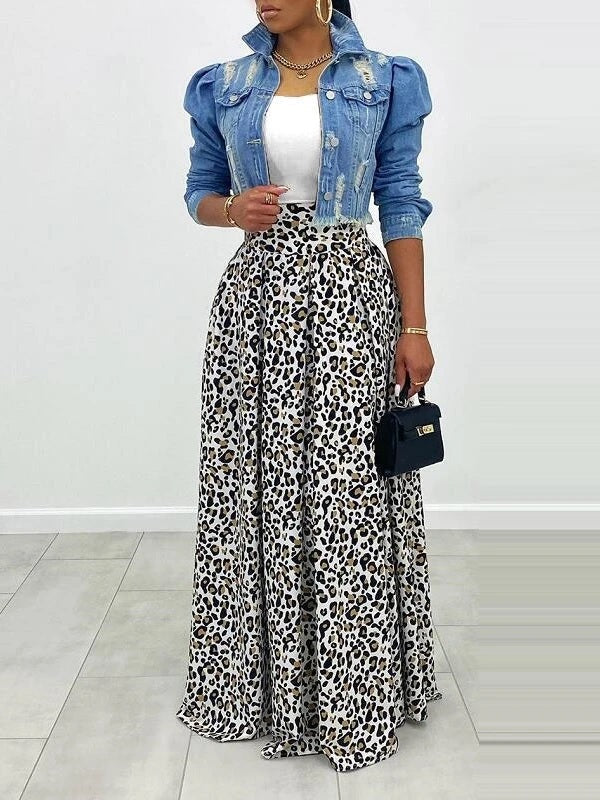 mangocouture High-Waist Leopard Skirt